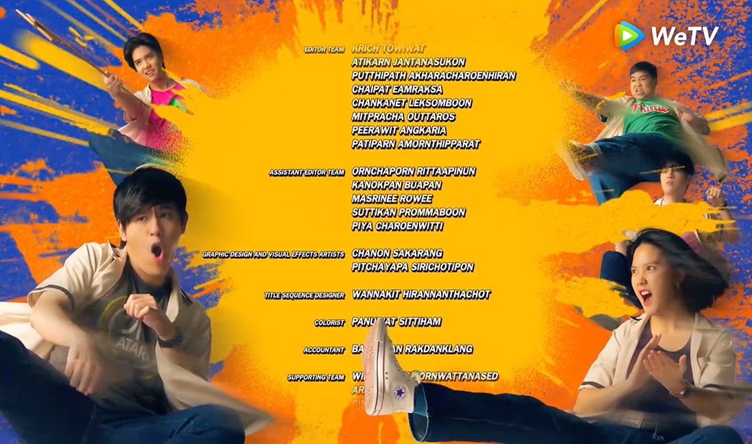Don't Touch My Gang series credits artwork with the cast on a colourful paint-splatter background