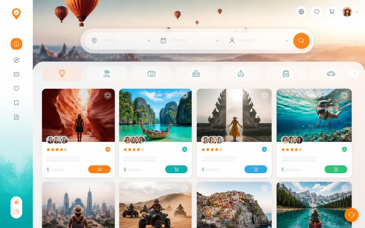Vendor cards and experience booking flow
