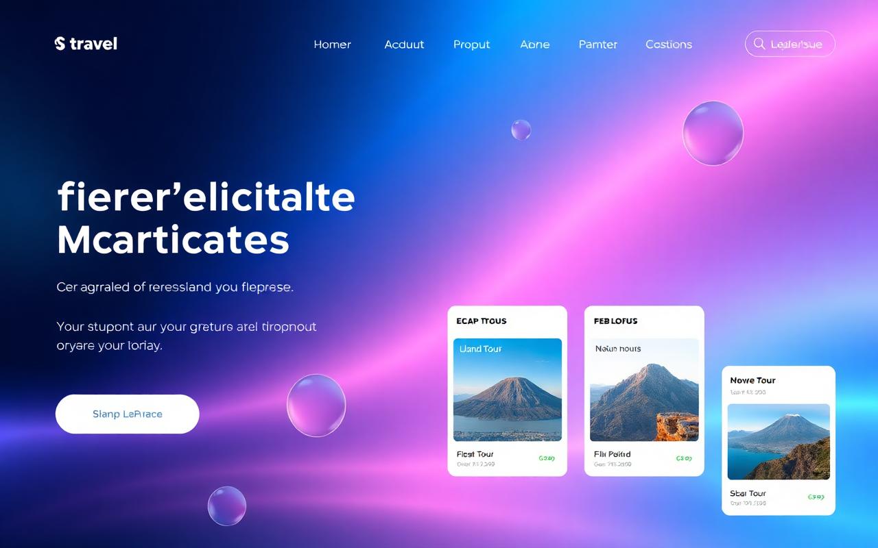 Travel marketplace website with tour listing cards