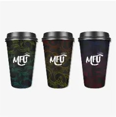 Three coffee cups with the Lamduan Flowers pattern in different colours