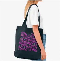 Tote bag mockup with the Lamduan Flowers pattern in pink