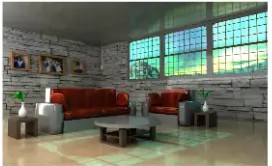 Textured 3D living room with sofas and a coffee table